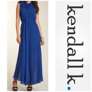Kendall K. Women Maxi Dress Ruffle Tie Neck 03E